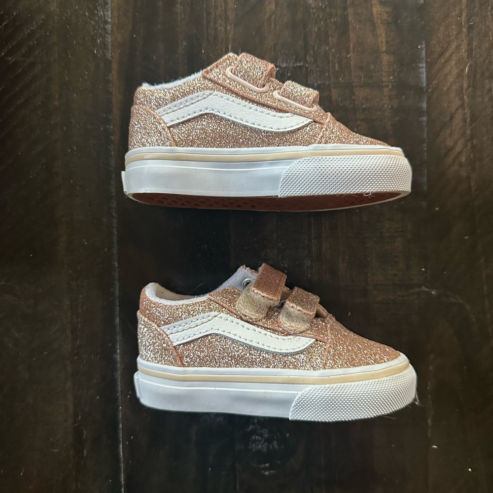 Vans Old Skool V Glitter Skate Shoe - Baby / Toddler - Amberlight